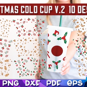 Christmas Cold Cup SVG | Winter SVG Design | Christmas Venti Cold Cup Wrap v.3