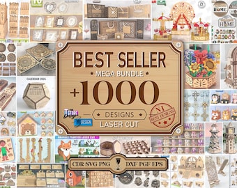 Megapaquete con más de 1000 diseños superventas cortados con láser, supermegapaquete, SVG de los mejores diseños, decoración del hogar, láser infantil, festividades, megapaquete láser definitivo