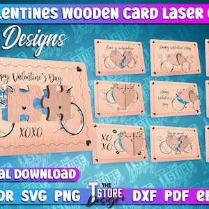 3D Valentinstag Puzzle Karte. Paar Schlüsselanhänger. Schlüsselanhänger SVG. Valentinstag Karte aus Holz. Liebe Laser Design. Valentinstag Geschenk. Paar SVG