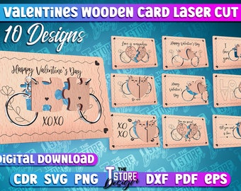 3D Valentines Day Puzzle Card. Couple Keychains. Keyring SVG. Valentines Day Wooden Card. Love Laser Design. Valentines Day Gift. Couple SVG