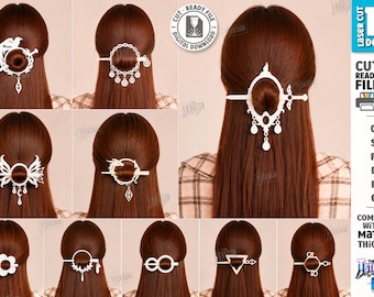 Hair Fork SVG - Laser Cut Hair Stick Bun Holder - Wooden Hair Pin Barrette - Hair Accessories svg