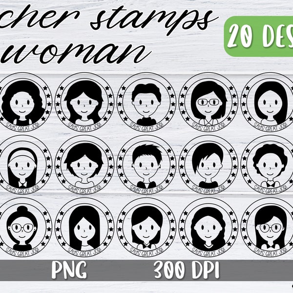 Teacher Stamps Woman Sublimation Bundle | Funny Teacher Stamp Sublimation Design