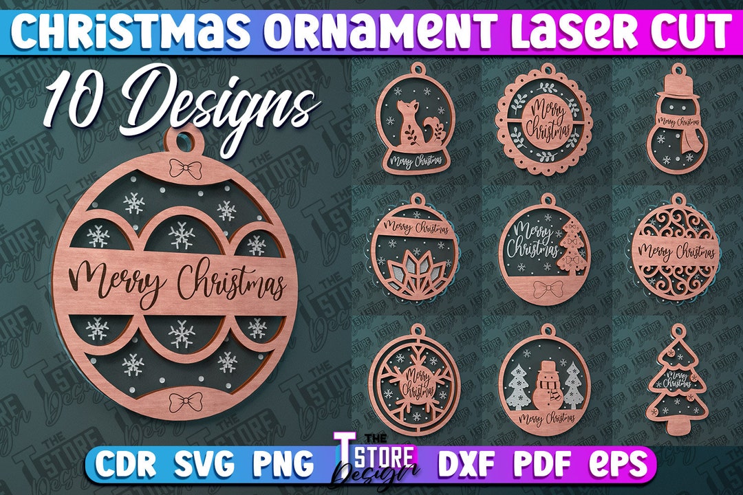 Christmas Ornament Laser Cut SVG Bundle | Christmas Ornament SVG Design ...