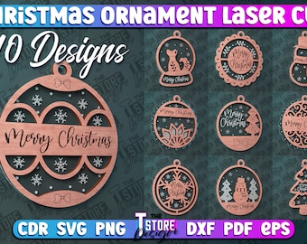 Christmas Ornament Laser Cut SVG Bundle | Christmas Ornament  SVG Design | Laser Cut Files