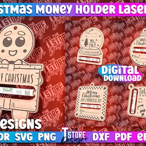Christmas Money Holder SVG |  Christmas Money Holder  Laser Cut | Money Gift Holder Svg | Money Holder Laser Cut SVG Bundle | CNC Files