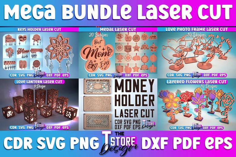 Laser geschnittenes Mega Bundle SVG CNC-Dateien Gravur SVG Bild 5