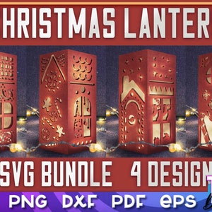 Christmas Lantern SVG Bundle | Paper Crafts | Paper Lamp SVG