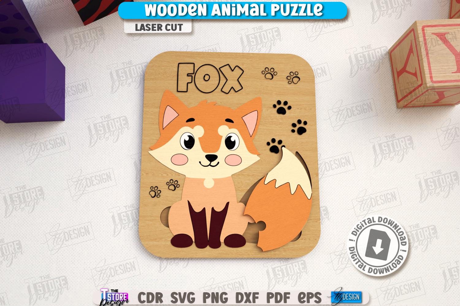 3d Wooden Kids Animal Puzzles Laser Cut Bundle, 3D Animal Puzzle Set ...