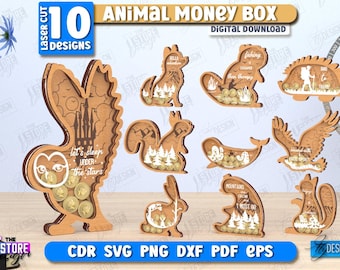 Hucha de animales cortada a láser, diseño 3D de cerdito con forma de animal, ideal como regalo para niños, de madera, con forma de cerdito infantil.