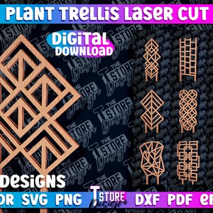 Plant Stakes SVG Design  | Plant Trellis Laser Cut SVG | Laser Cut  | Plant trellis laser cut bundle | Garden stake| Wooden plant support