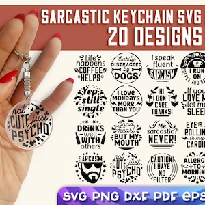 Sarcastic Keychain SVG Bundle | Funny Keychain Quotes SVG | Sassy Quotes SVG | Sarcastic Engraving | Laser Engraving