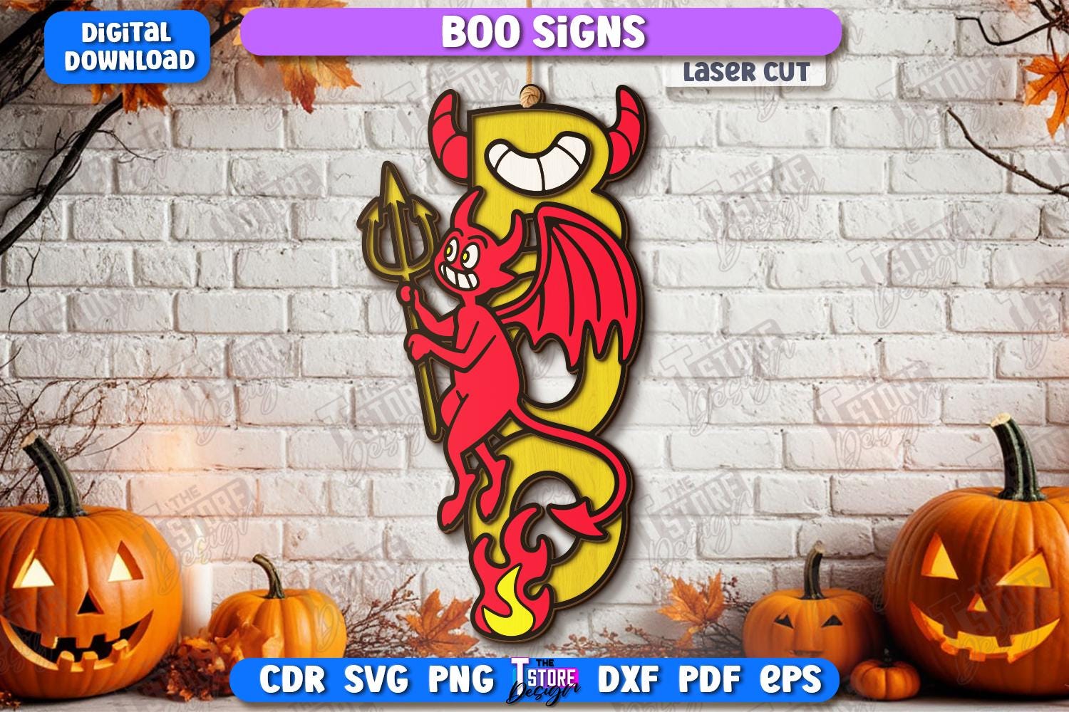Halloween Boo Door Signs Laser Cut Bundle, 3d Halloween Door Hanger Svg ...