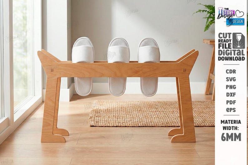 Slipper Rack Design Slipper Rack Laser Cut - Wooden Shoe Organizer Stand - Entryway Storage ...