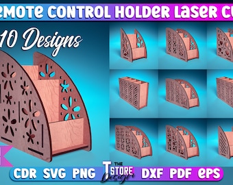 Remote Control Holder Laser Cut | Home Decor Lasercut | Remote control holders bundle | 3D storage box | Remote Storage | Desk Organizer svg