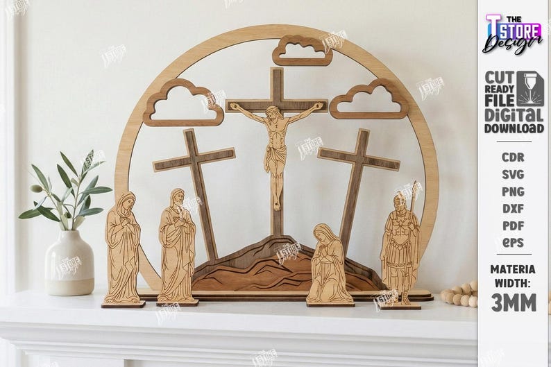 3d Easter Resurrection Scene Stand Laser Cut Bundle, Holy Week Decor ...