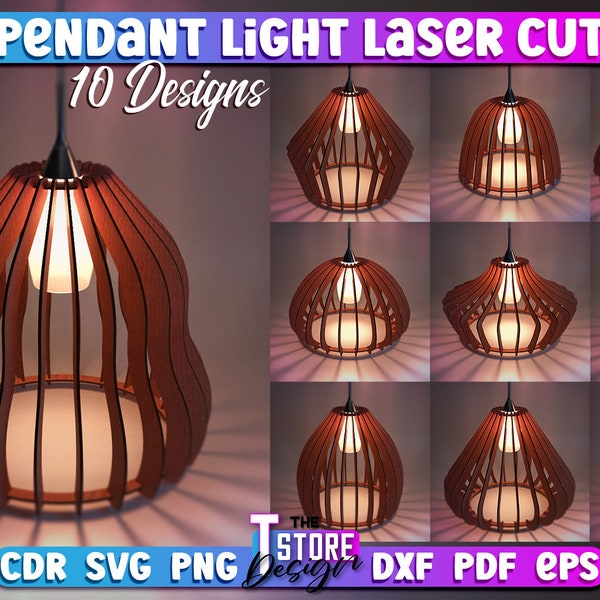 Pendant Light Laser Cut SVG Bundle | Pendant Light SVG Design | Laser Cut Files | CNC Files