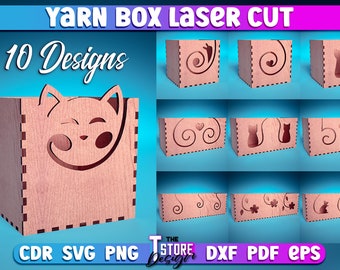 Yarn Box Laser Cut Bundle  | Yarn Laser Design | Laser Cut SVG Bundle | CNC Files