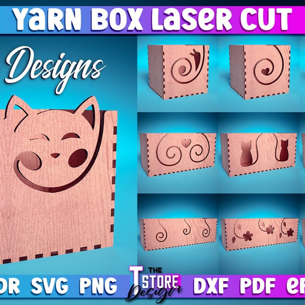 Yarn Box Laser Cut Bundle  | Yarn Laser Design | Laser Cut SVG Bundle | CNC Files