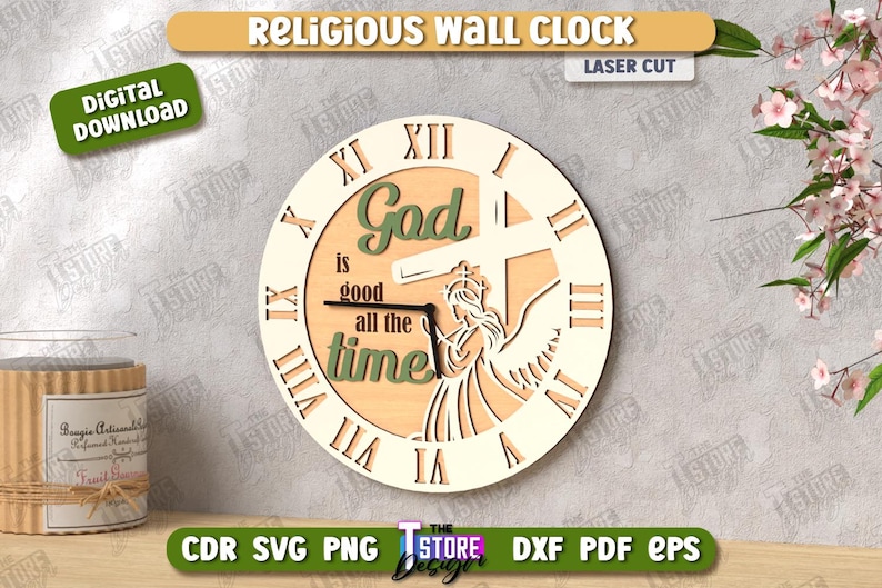 Clock God 3d Religious Clock Laser Cut Bundle, Jesus Wall Clock Svg, Bible Quotes ...