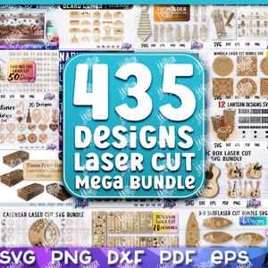 Laser geschnittenes Mega Bundle SVG CNC-Dateien Gravur SVG Design Laser Großes Bündel Bild 1