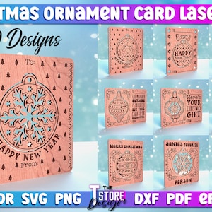 Weihnachtsverzierung Karte Laser Cut SVG Bundle | Weihnachten Laser Cut SVG Design | CNC Dateien