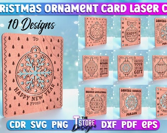 Christmas Ornament Card Laser Cut SVG Bundle  | Christmas Laser Cut SVG Design | CNC Files