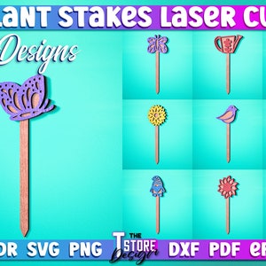 Plant Stakes Laser Cut | Home SVG Design | Laser Cut Files | Flower Stakes Design
