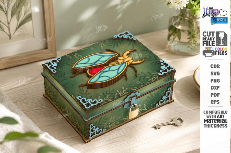 Secret Lock Box SVG - Laser Cut Wooden Keepsake Box - Lockable Treasure ...