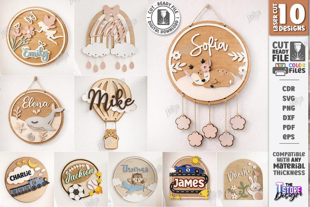 3d Name Sign Kids Room Door Laser Cut Bundle, Nursery Name Sign, Baby ...