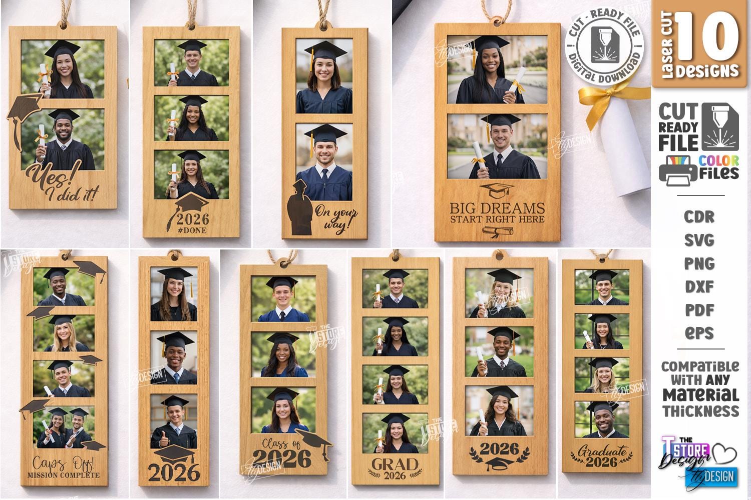 Graduation Photo Frames Laser Cut Bundle, 3D Grad Picture Frames With ...