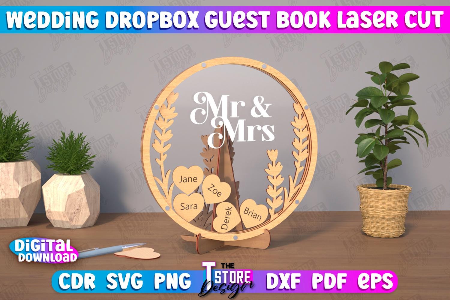 Wedding Guest Book Laser Cut Bundle, Wishes, Wedding Dropbox Guest Book ...