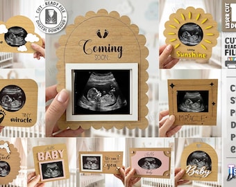 Laser geschnitten Baby Scan Rahmen Bundle, Schwangerschaftansage Fotorahmen, Andenken SVG, Baby Bilderrahmen SVG (digitaler Download)