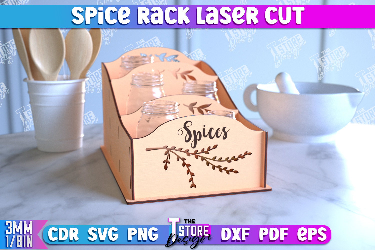 Spice Rack Laser Cut, Spice Organizer Laser Cut, Wooden Spice Storage ...
