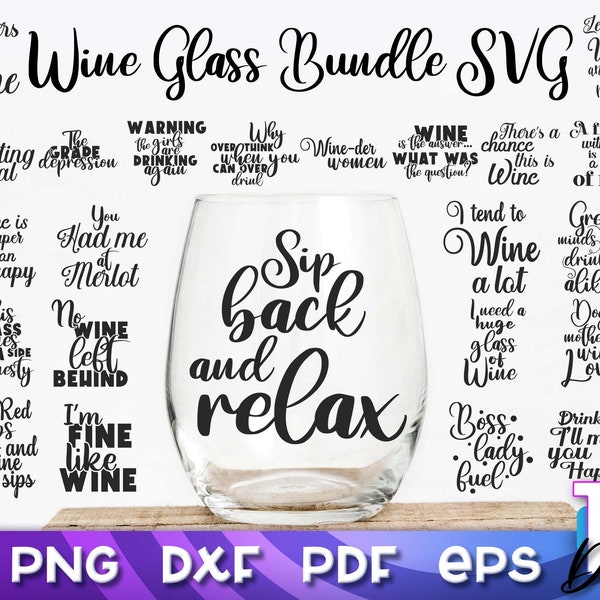 Wine Glass SVG Bundle | Glass Etching Designs | Stencil svg v.2