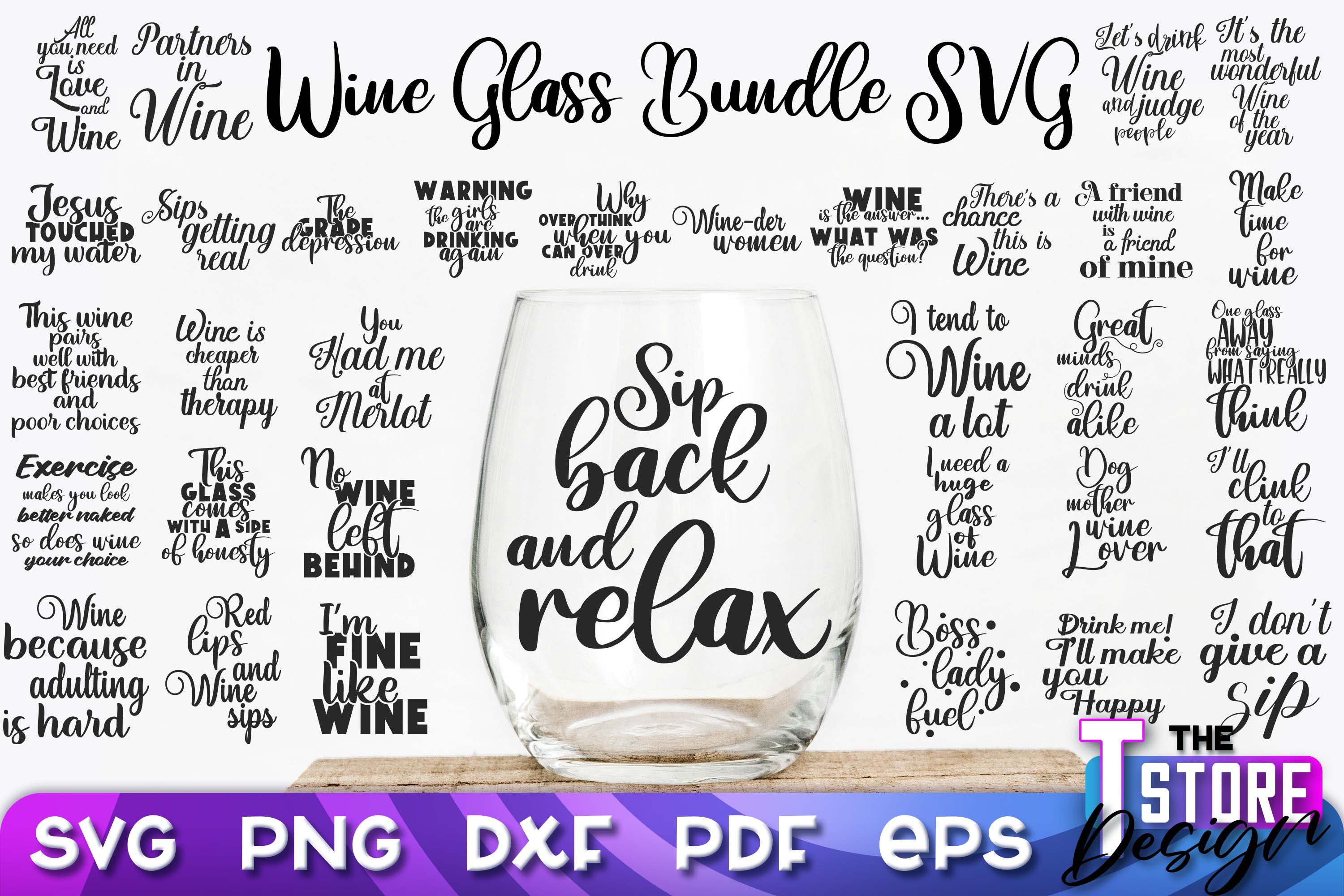 Wine Glass SVG Bundle Glass Etching Designs Stencil Svg Etsy