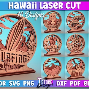 Paquete SVG de corte láser de Hawaii / Diseño SVG de Hawaii / Archivos cortados por láser / Archivos CNC