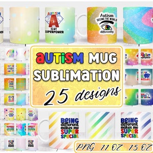 Autism Mug Quotes Sublimation Bundle | Mug Sublimation Design | Awareness PNG v.1