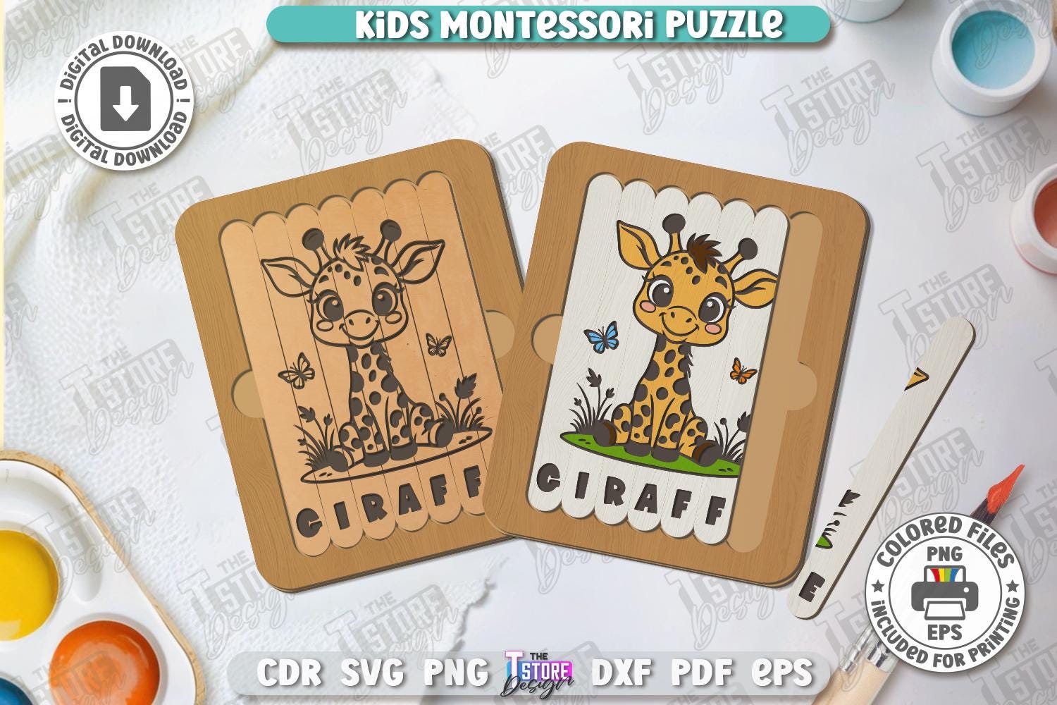 Wooden Kids Montessori Puzzles Laser Cut Bundle, 3D Animal Puzzle Set ...