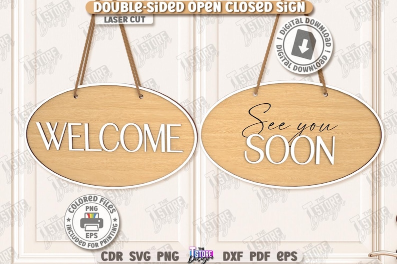 Double-sided Open Closed Signs Laser Cut Bundle, We Are Open We Are ...