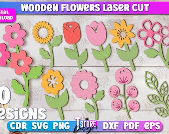 3D Spring Flower Bouquet Laser Cut Bundle, Easter decoration laser cut, 3d Wooden Flower Lasercut, Mother's day svg, wooden home decor svg