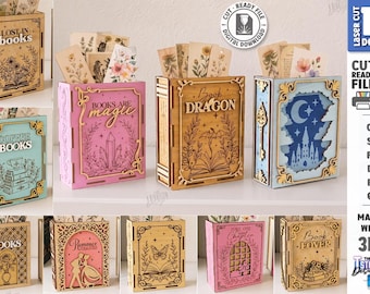 Bookmark Storage Box SVG - Laser Cut Wooden Bookmark Holder - Book Lover Organizer - Reading Gift Box - Bookish Decor svg