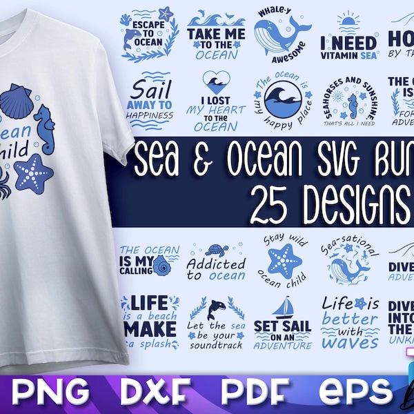 Sea & Ocean SVG Bundle | Ocean Design SVG | Funny Sea Quotes v.2