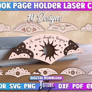 Thumb Page Holder Design | Thumb Page Spreader Lasercut | Book Page Holder Lasercut Bundle | Book Buddy SVG | Book Accessories Laser SVG v.2