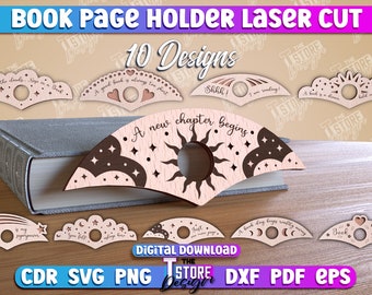 Thumb Page Holder Design | Thumb Page Spreader Lasercut | Book Page Holder Lasercut Bundle | Book Buddy SVG | Book Accessories Laser SVG v.2