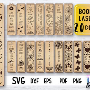 Bookmark lasercut bundle, booklover gift svg, wooden bookmarks svg, funny quotes bookmark lasercut, engraved bookmark svg, laser cut files