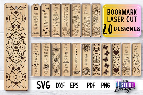 Bookmark lasercut bundle, booklover gift svg, wooden bookmarks svg, funny quotes bookmark lasercut, engraved bookmark svg, laser cut files