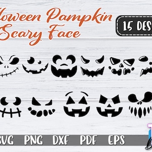 Halloween Pumpkin Scary Faces SVG Bundle | Halloween Design | Spooky Pumpkin Face