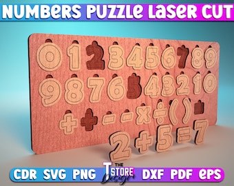 Numbers Puzzle Laser Cut | Children SVG Design | Laser Cut Files | Game Design | Kids Puzzle Laser Cut Design | Montessori Puzzle Game