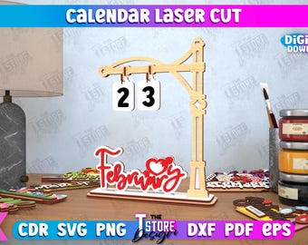 Calendar laser cut bundle, 3D Perpetual Calendar Laser Cut, Desk Calendar Laser Cut, Eternal Calendar, home decor svg,  whole year calendar