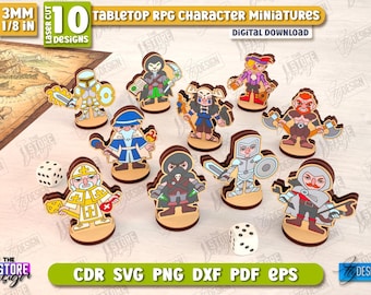 Tabletop Rpg character miniatures lase cut bundle, miniature starter kit, tabletop RPG, TTRPG, 3D mini RPG figures, pathfinder, enemy pack